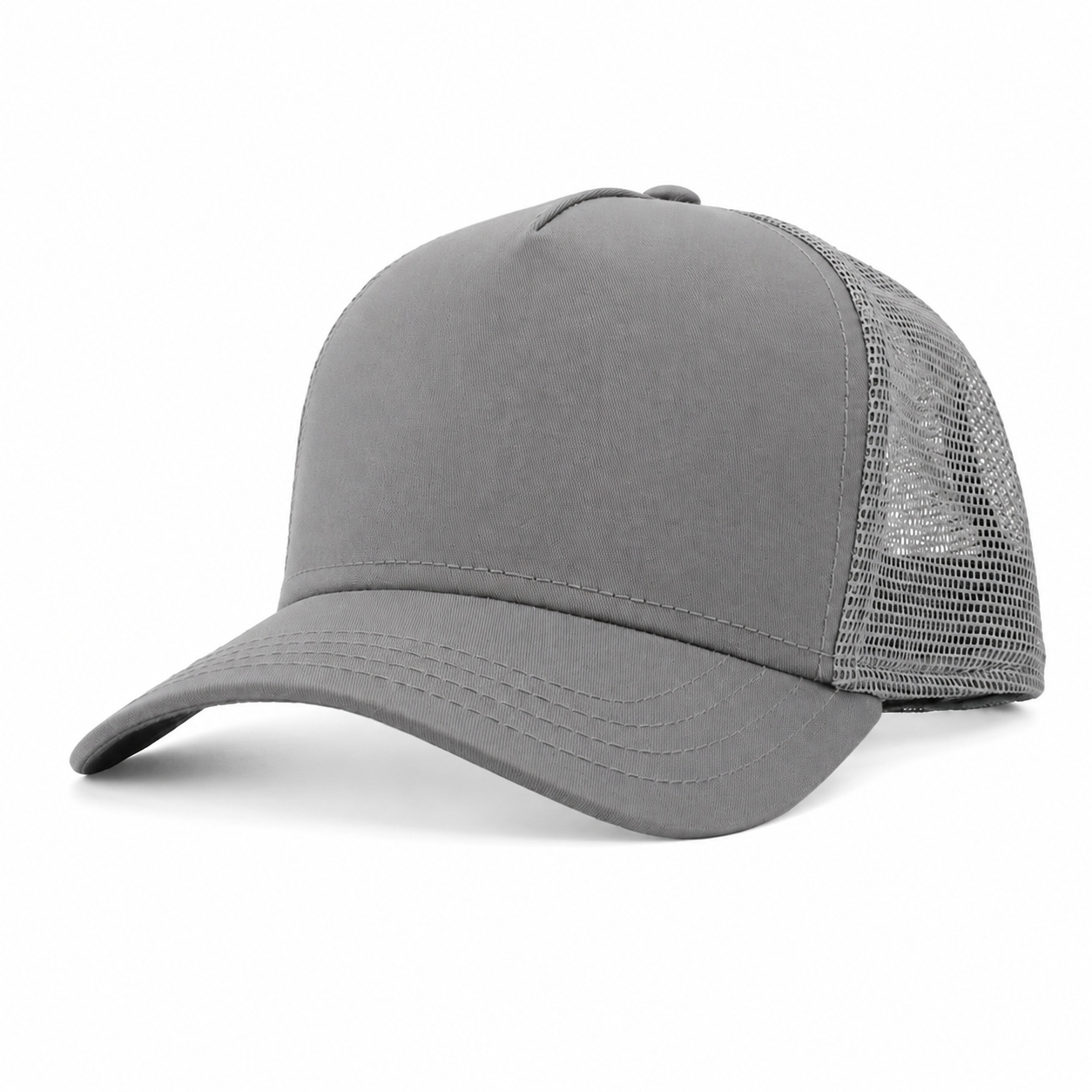 Light Gray 5-panel mesh trucker front view
